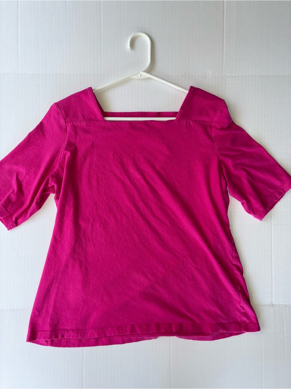 Coral Bay Women’s Short Sleeve Square Neck Blouse Size Large Pink 100% Cotton